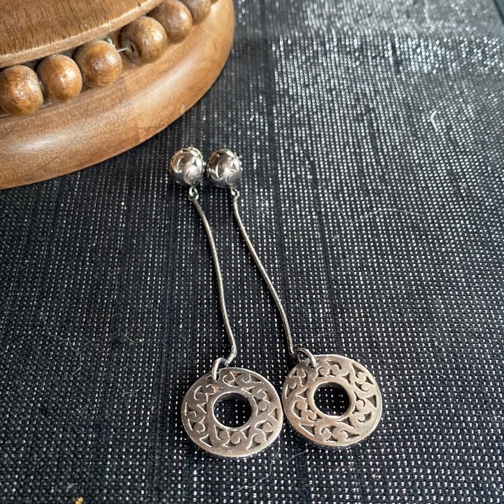 Lois Hill sterling silver scroll drop earrings